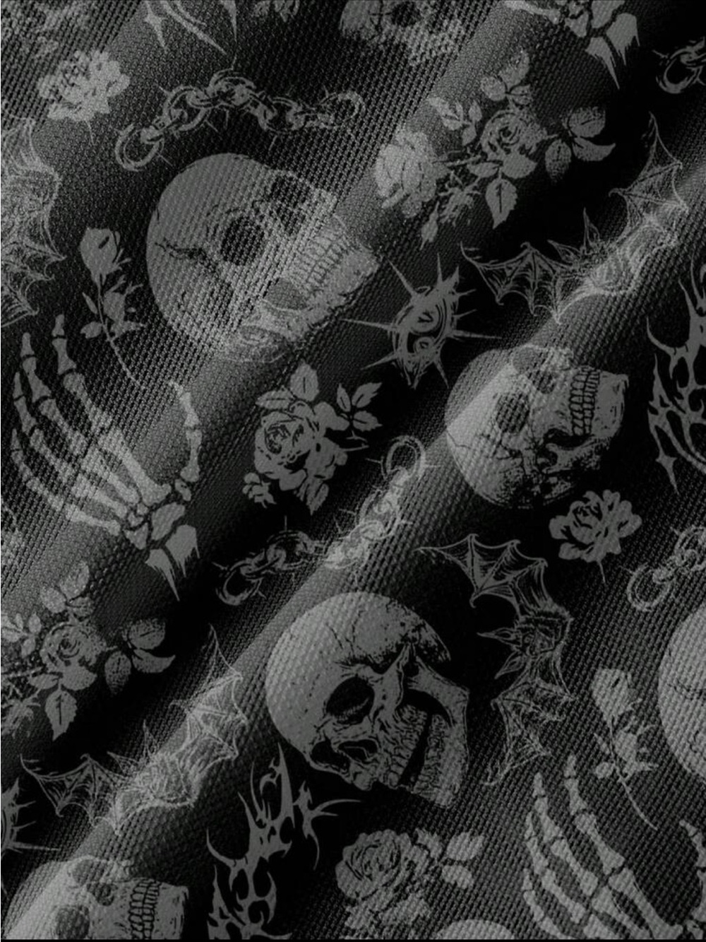 Goth Black Skull Print Long-Sleeve Mesh Top NEW 🏷️ - Picture 3 of 5